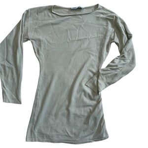 Zara Ivory Knit Boatneck Asymmetrical Quarter Sleeve Blouse Rutched size s